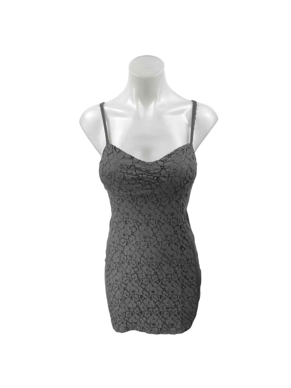 American Eagle Outfitters Gray Lace Sleeveless Cami Camisole Mini Tank Dress 4